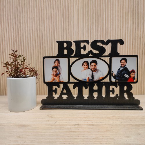 Best Father Desktop Wooden Cutout Frame