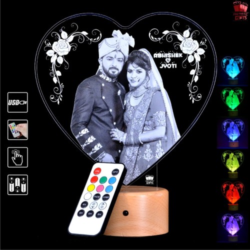 Personalized 3D Illusion Heart Shape Led Lamp for Anniversary