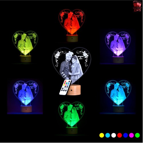 Personalized 3D Illusion Heart Shape Led Lamp for Anniversary