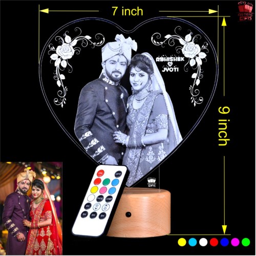 Personalized 3D Illusion Heart Shape Led Lamp for Anniversary