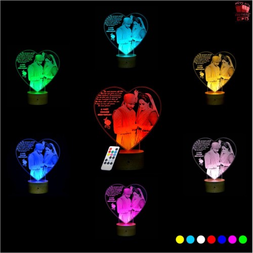 Personalized Remote Controlled Heart Shape Led Lamp for anniversary