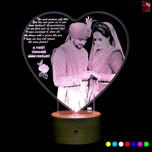 Personalized Remote Controlled Heart Shape Led Lamp for anniversary