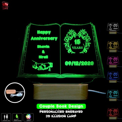 Giftous Personalized 3D Illusion multi color LED Lamp for Anniversary design 2