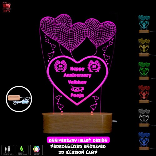 Personalized 3D Illusion multi color LED Lamp for Anniversary design 1