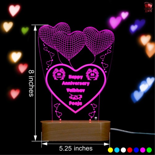 Personalized 3D Illusion multi color LED Lamp for Anniversary design 1