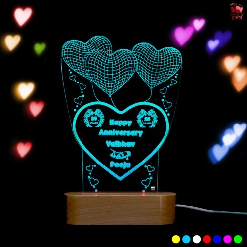 Personalized 3D Illusion multi color LED Lamp for Anniversary design 1