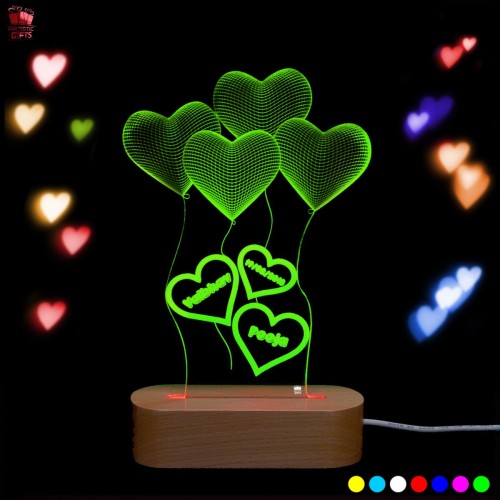 Personalized 3D Illusion multi color LED Lamp for Anniversary design 4