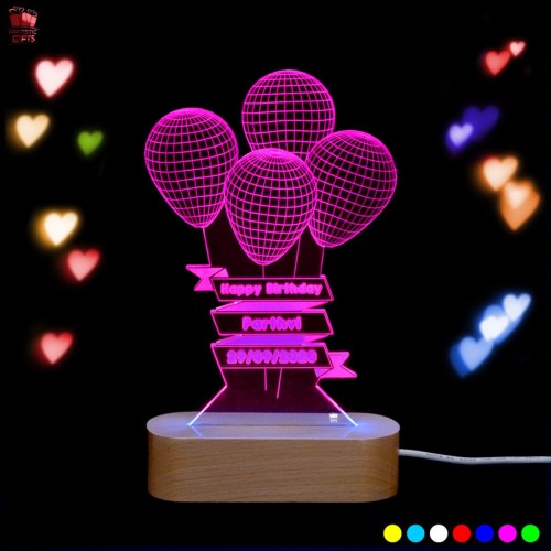 Personalized 3D Illusion multi color LED Lamp for Birthday design 1