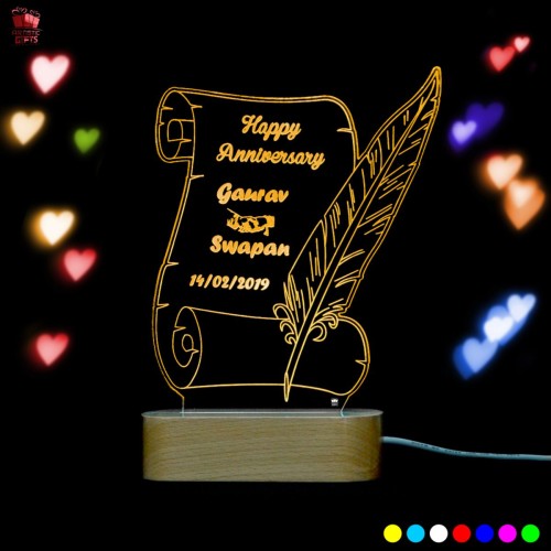 Personalized 3D Illusion multi color LED Lamp for Lover design 2