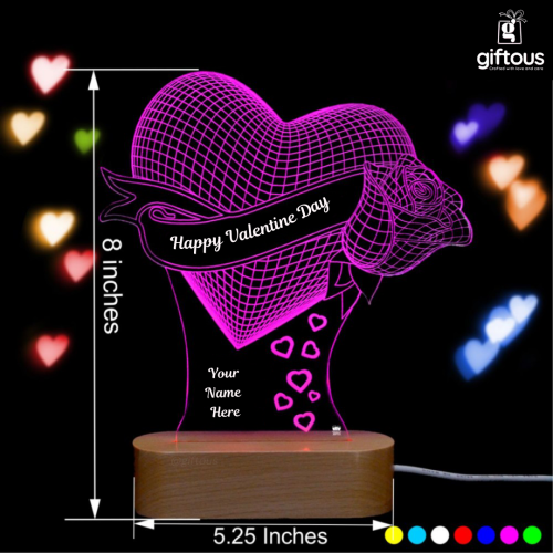 3D Illusion multi color LED Valentine Lamp