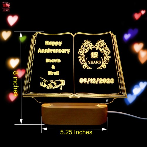 Giftous Personalized Warm white 3D Illusion LED Lamp Book Design