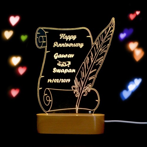 Giftous Personalized Warm white 3D Illusion LED Lamp letter Design