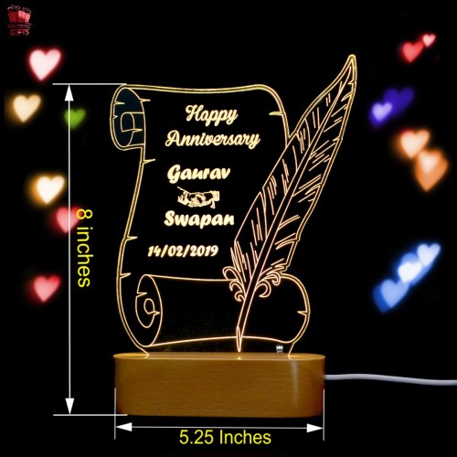 Giftous Personalized Warm white 3D Illusion LED Lamp letter Design