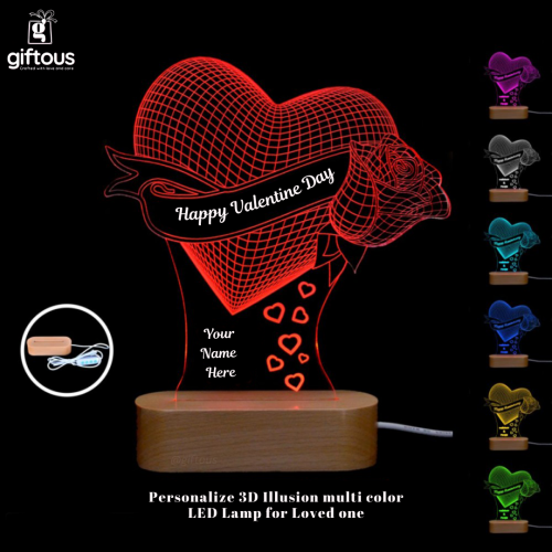 3D Illusion multi color LED Valentine Lamp