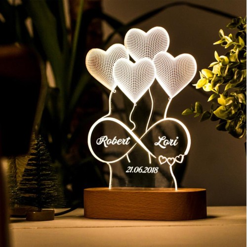 Personalized 3D Illusion Led Lamp for Anniversary