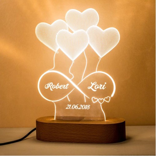 Personalized 3D Illusion Led Lamp for Anniversary