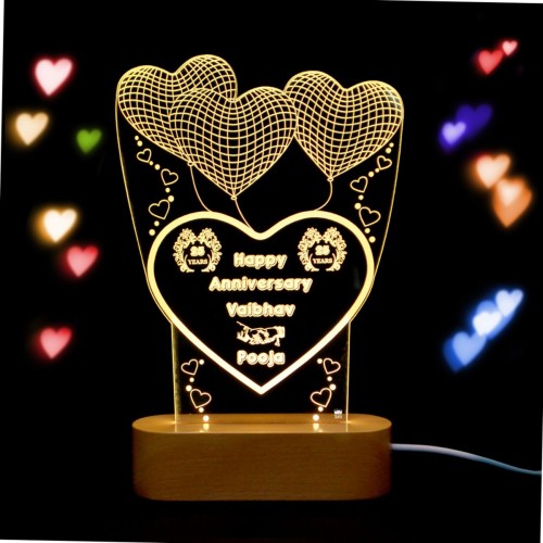 Personalized Warm White 3D Illusion Led Lamp Special for Anniversary