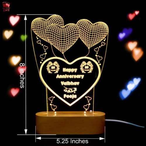 Personalized Warm White 3D Illusion Led Lamp Special for Anniversary