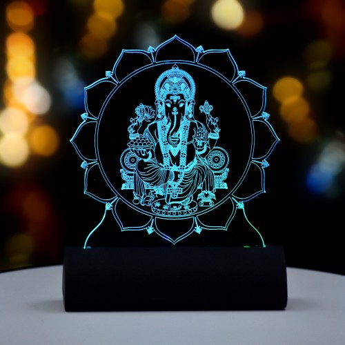 3D illusion Car Dashboard LED Murti of Gajanand