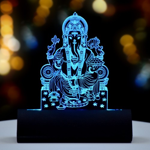 3D illusion Car Dashboard LED Murti of Ganesha