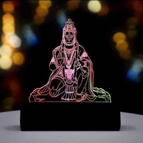 3D illusion Car Dashboard LED Murti of Hanuman