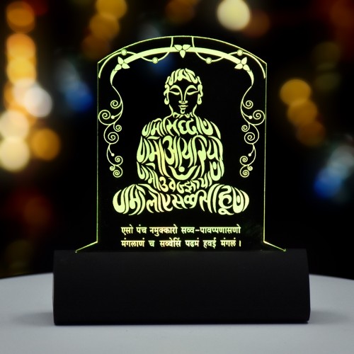 3D illusion Car Dashboard LED Murti of Mahavir Swami