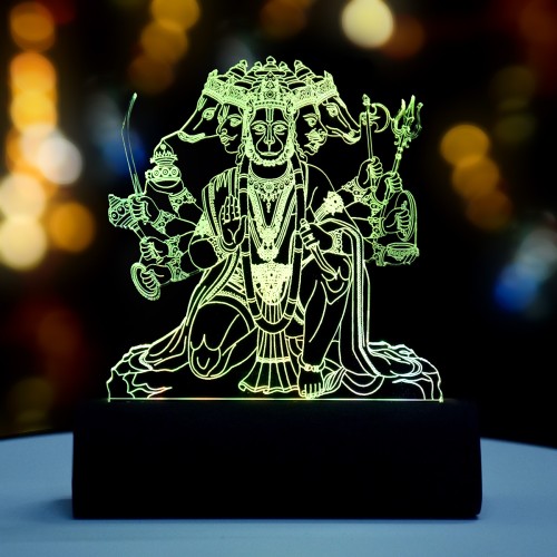 3D illusion Car Dashboard LED Murti of Panchmukhi Hanuman