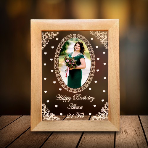 Personalized wooden led frame for birthday