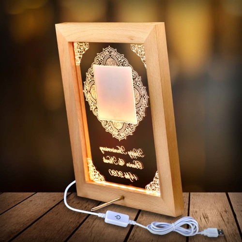 Personalized wooden led frame for birthday