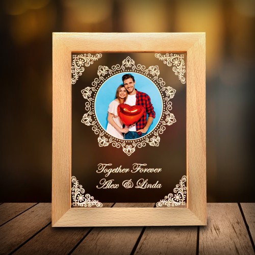 Personalized wooden led frame for wedding