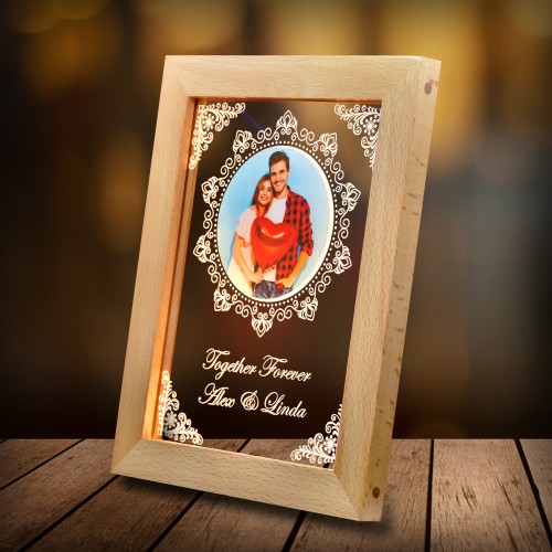 Personalized wooden led frame for wedding