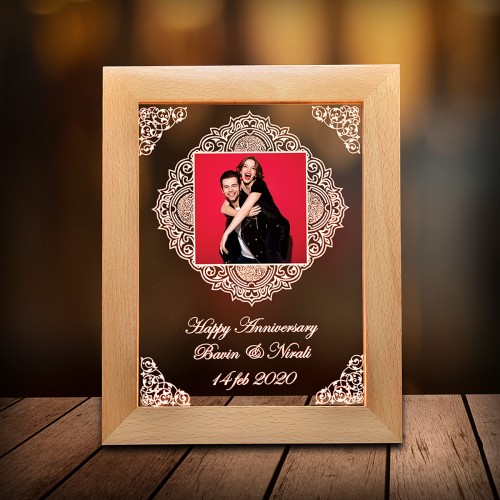 Personalized wooden led frame loved once