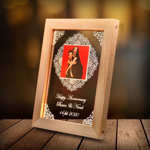 Personalized wooden led frame loved once