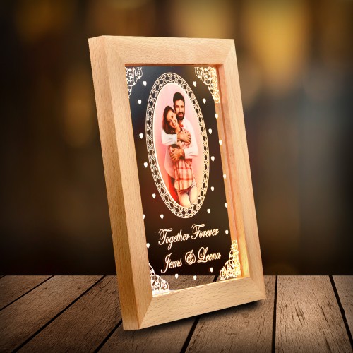 Personalized wooden led frame together forever