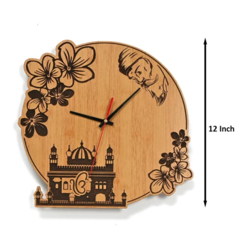 Guru Nanak Wooden Theme Wall Clock 