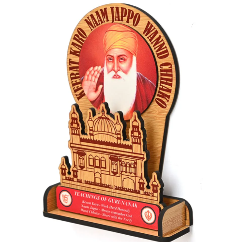 Guru Nanak Dev Ji and Guru Gobind Singh Ji Wooden Frame Stand | Sikh Guru's