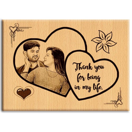 Giftous Personalized Engraved Photo Plaque- Thankyou Gift for Lifepartner (8x6 inches)