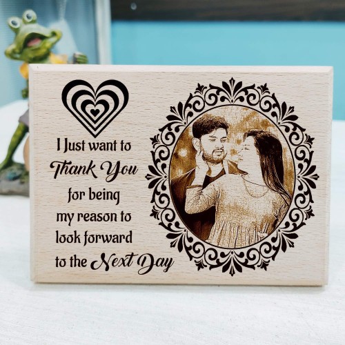 Giftous Personalized Engraved Photo Plaque- Thankyou Gift for Lifepartner (8x6 inches)