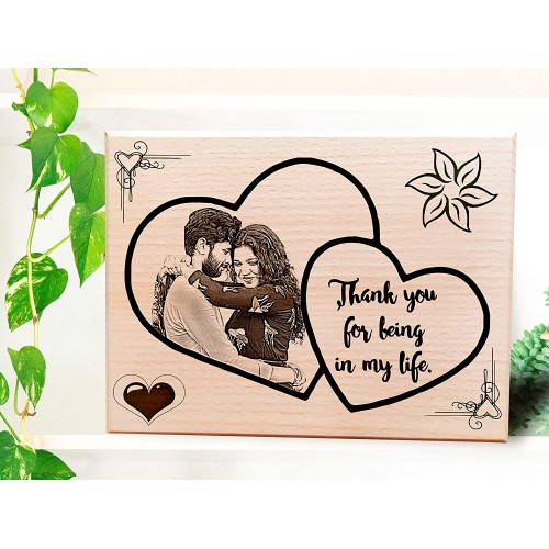 Giftous Personalized Engraved Photo Plaque- Thankyou Gift for Lifepartner (8x6 inches)