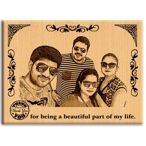 Giftous Wood Photo Plaque Thank You Gift for Friends (9 x7 inches, Brown)