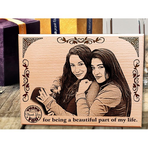 Giftous Wood Photo Plaque Thank You Gift for Friends (9 x7 inches, Brown)