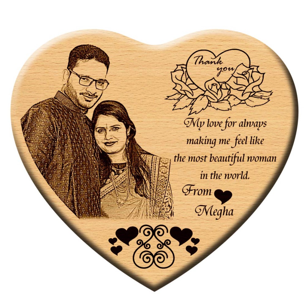 Engraved Wooden Personalized Couple Greeting Card | Nupur Gifts