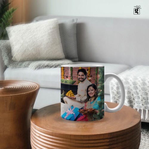 Combo Gifts (LED Cushion + Sublimation Sipper + Coffee Mug + Personalized Wooden LED Frame For Couple)