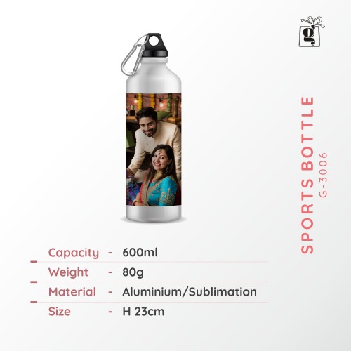 Sipper Bottle 600 ML (Pack of 1, White, Aluminium)