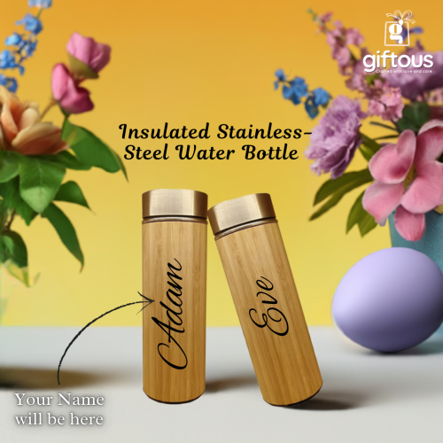 Personalized 500mL Bamboo Insulated Water Bottle 