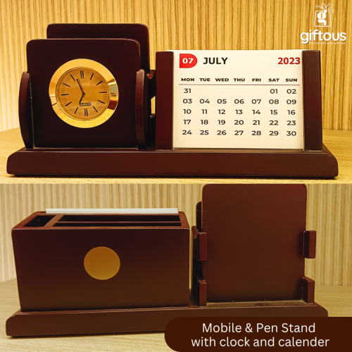 Wooden Pen and Mobile Stand With Calendar