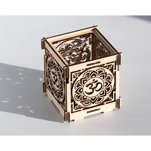 Lotus OM Wooden Shadow Lantern 12x12x12 (cm)