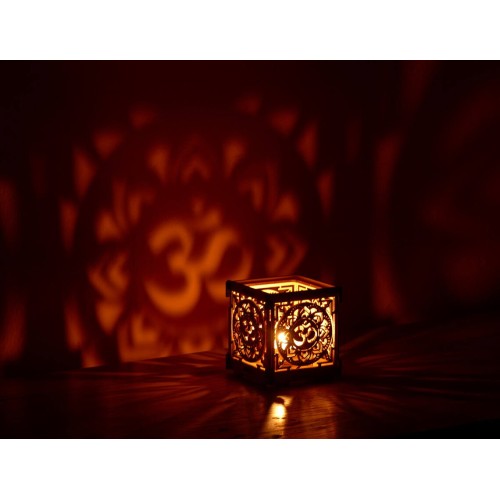 Lotus OM Wooden Shadow Lantern 12x12x12 (cm)