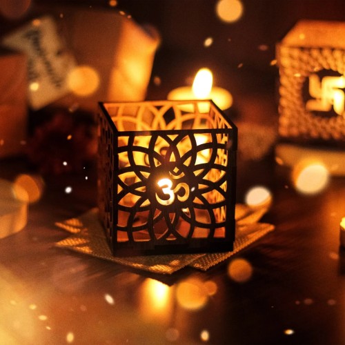 Wooden Tea Light Diya Holder 7x7x7 (in)