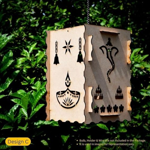 Wooden Tokry Swastik Diwali Hanging Lamp 6x6x9 